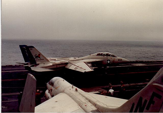 VF-213 Fighting Black Lion traps aboard Midway - Courtesy of Jim Danko