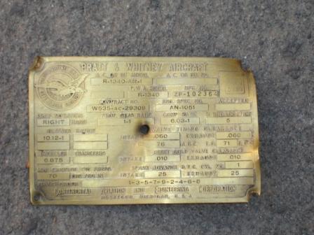 P&W data plate - photo by Jean-Pierre Joncheray via Philippe Castellano