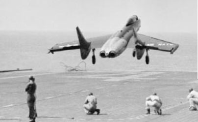 25 July 1951 - First Carrier Take-offs of F7U. Pilot: Lt. CDR. Edward L. Feightner