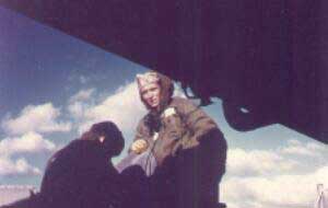 Ensign Bill Doyle mans GQ station aboard USS Midway in the Mediterranean - 1953