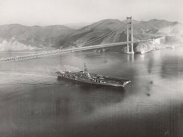 Midway passing under the Golden Gate