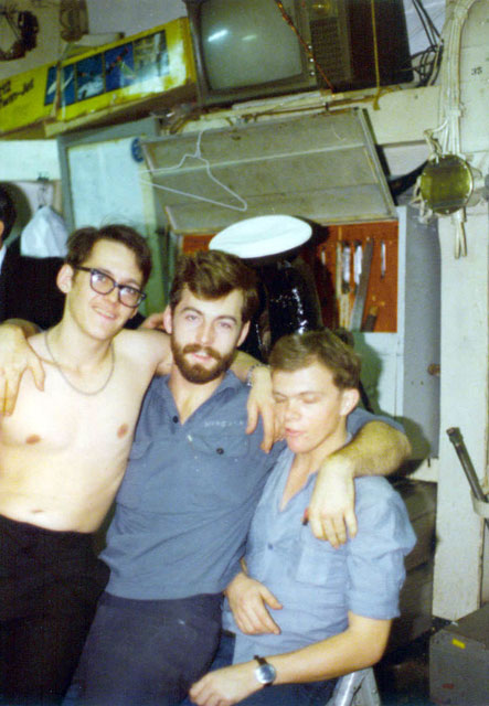 Palmer, Wingate, and Huartson in the shop