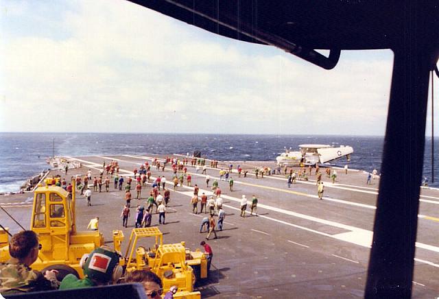 FOD Walk down and Ike's first day at sea. August 1977