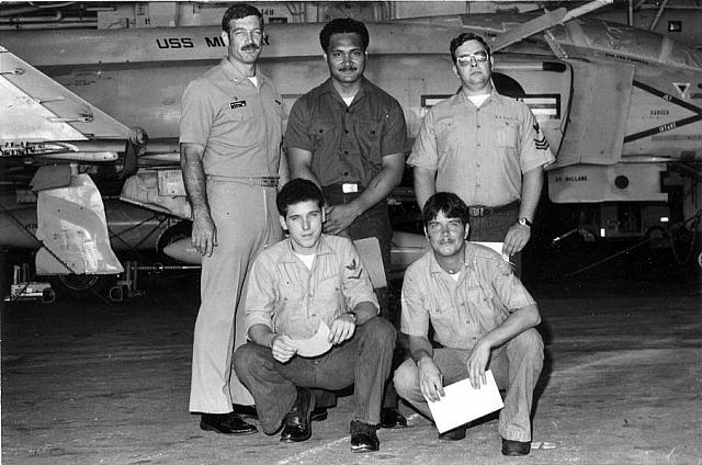 Back Row L-R Cdr Bob Wittenberg (CO), unknown, AQ1 Jon Barker&amp;lt;BR&amp;gt;
Front Row L-R Unknown, AO3 Monte Bringle