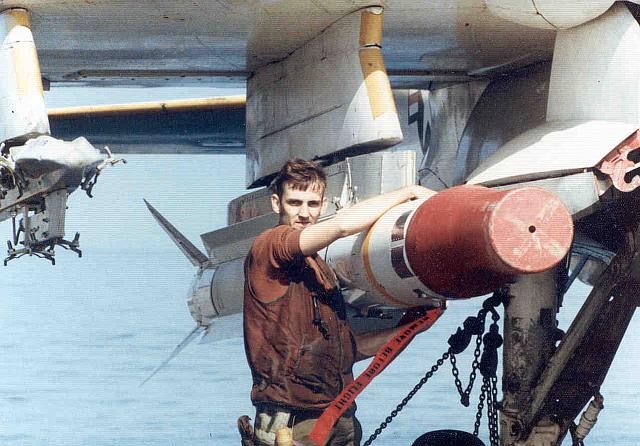 PC Duane "Twinkie" Guy with a AGM-78 Standard ARM missile