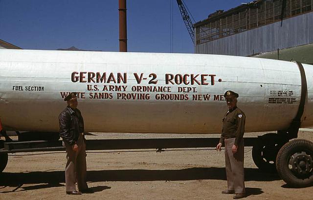 Photo taken at White Sands before rockets were sent to USS Midway. This rocket was damaged and not launched