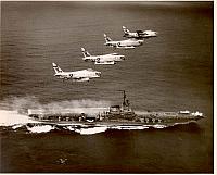 VA-22 FJ4B's over USS Midway - Courtesy of Bob Whitegiver