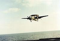 VAW-115 E-2 over the ramp - courtesy of Ike Newkerk