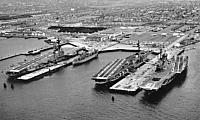 Coral Sea, Midway, and Hancock at NAS Alameda - USN photo