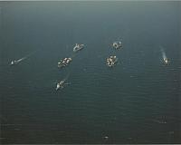 Carriers USS Midway, Ranger, Teddie Rosevelt, America and escort ships USS Leyte Gulf, Bunker Hill, and Normandy in the Persian