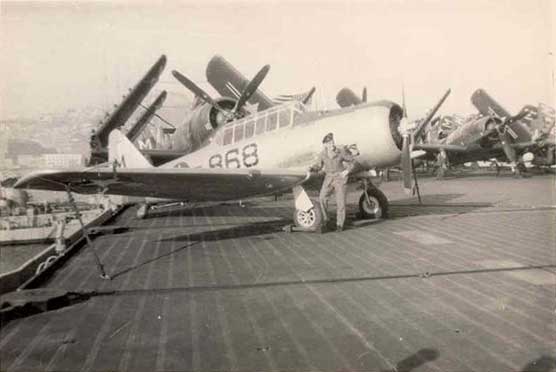 One of the SNJ Texans used for courier flights