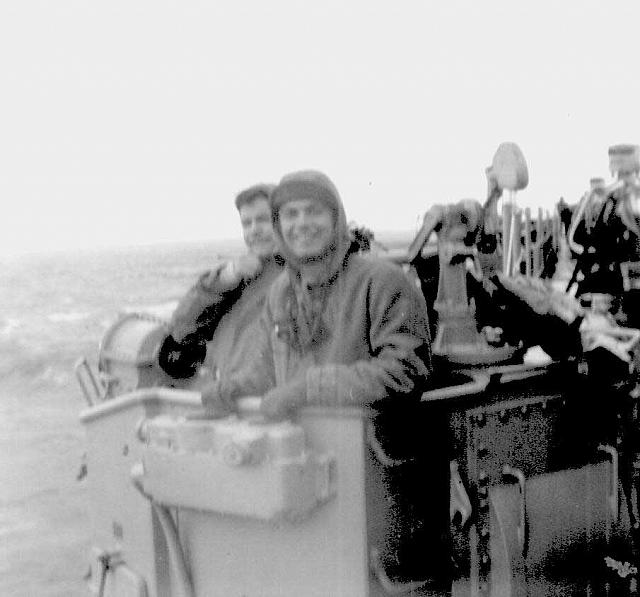 Ensign Frank Perillo at his air defense station during Operation Mainbrace north of the Arctic Circle