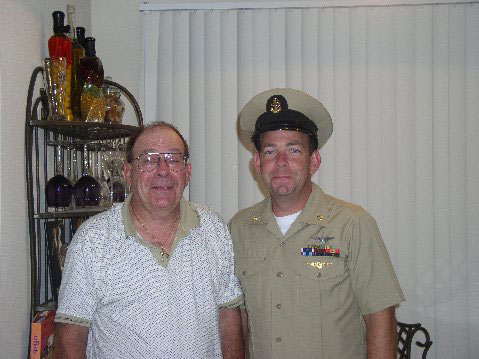 Jerry (Magic) Majda Cat crew 1960 with son Navy Chief Jerry Madja 2006