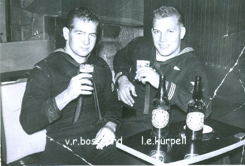 Bossard and Kurpell  Cat crew 1959 in a beer joint in Yokosuka