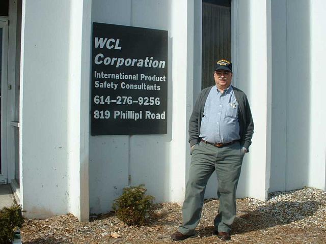 Bill Lowers outside his shop, note that he does not have a pocket protector