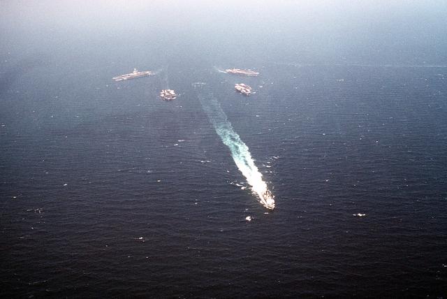 Ships of Battle Force Zulu underway at the conclusion of Operation Desert Storm - 2 March 1991