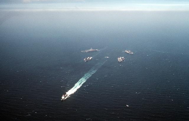 Ships of Battle Force Zulu underway at the conclusion of Operation Desert Storm - 2 March 1991