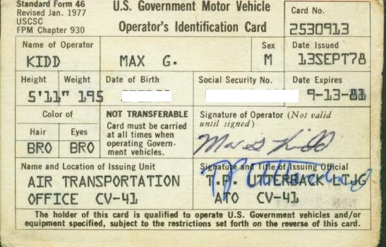 Max Kidd CV-41 Equipment License