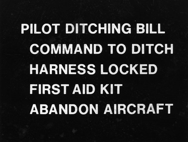 PILOT-DITCHING-BILL - ditching bills are the decals that are put in the aircraft - Courtesy of Gary Schreffler