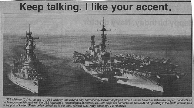 Midway and Iowa UNREP - courtesy of John Mechelke