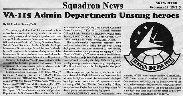 VA-115 Admin Office - 2-12-93 - courtesy of Ike Newkerk