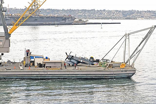 Barge with F4U Corsair crossing the bay [11-11-09] - Clint Griffin photo