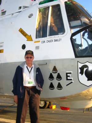 Chuck Smiley in front of his Apollo Rescue helo - photographer unknown - courtesy of Bill Purcell