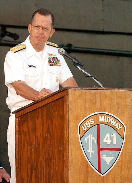 June 03, 2006 - CNO Adm. Mike Mullen delivers a speech for the Victory of Midway Commemoration at the SDACM aboard ex-USS Midway