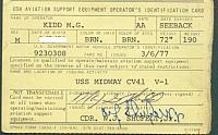 Max Kidd CV-41 Yellow Gear Card