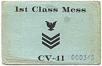 Midway First class mess card - courtesy of Ike Newkerk