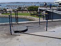 Safety stanchions permanatly affixed around one of the arresting gear spools.